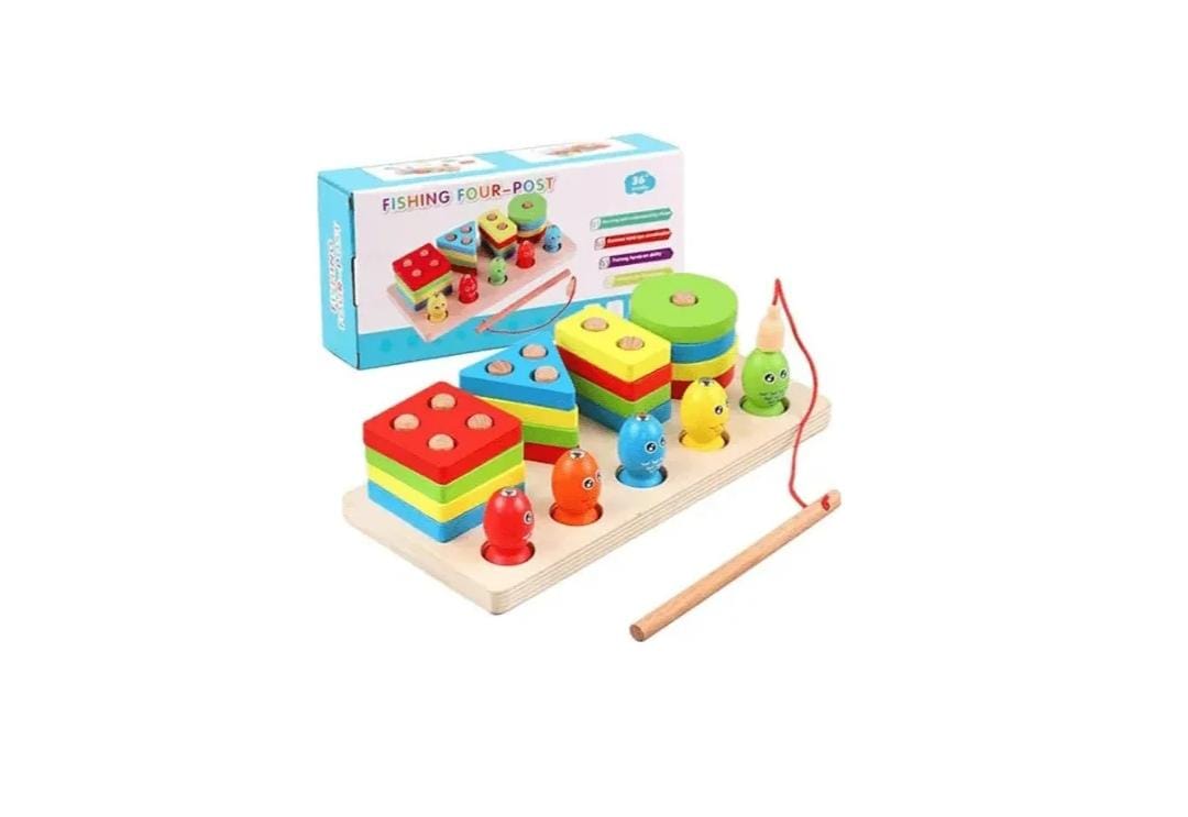 Shape sorting and fishing.